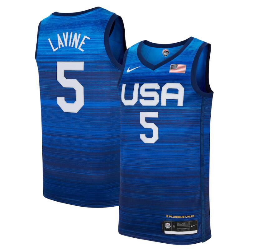 Cheap 2021 Olympic USA 5 Lavine Blue Nike NBA Jerseys